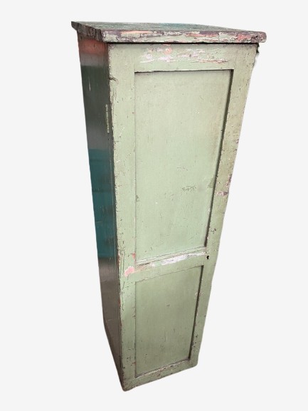 Antique Painted Industrial Pine Chippy Paint Freestanding Tall Cupboard, c1910