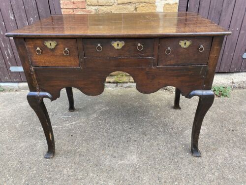 Antique English Oak Lowboy Hall Table Desk, c 1760