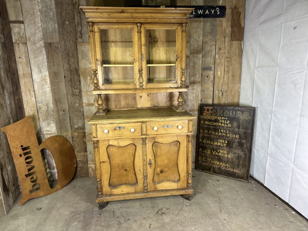 French pine glazed housekeeper cupboard