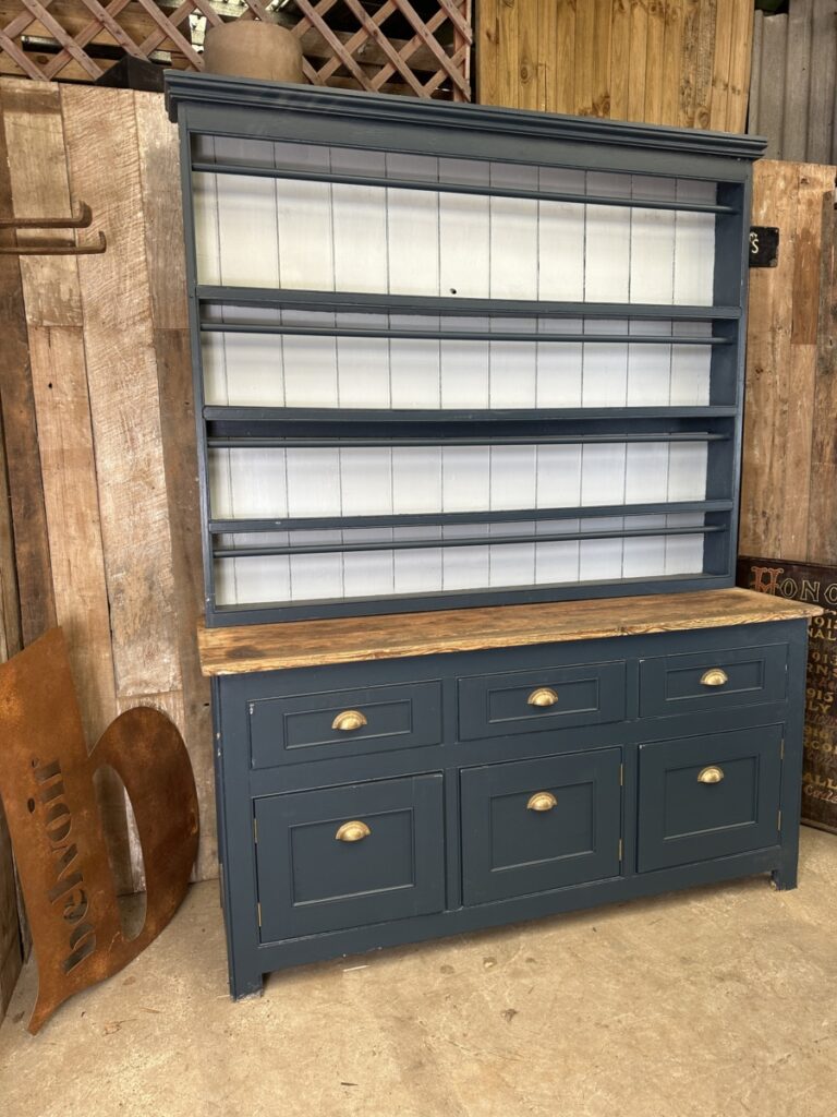 Large Painted Dark Blue Pine Dresser