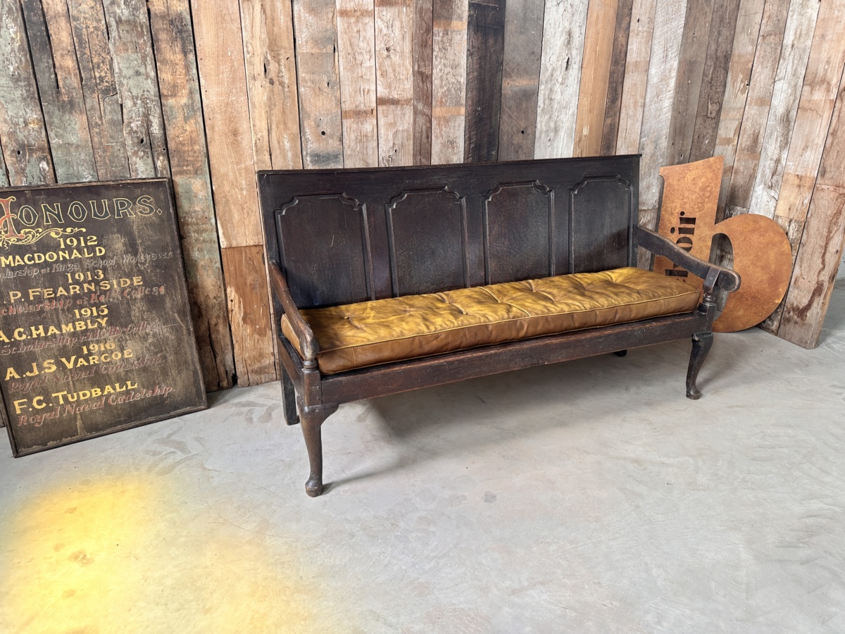 Oak Leather Settle
