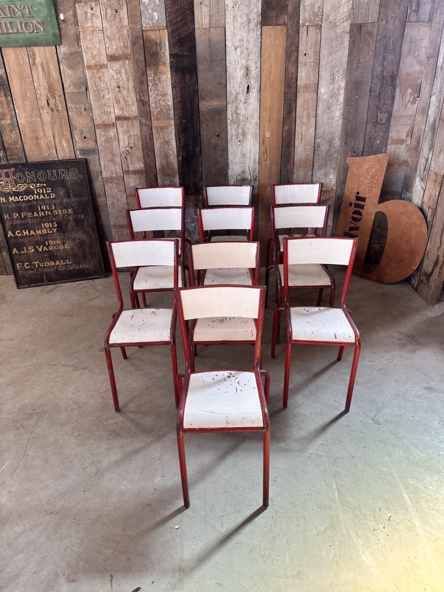 French Red Stacking Chairs