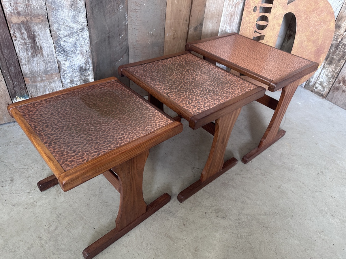 G Plan Hammered Copper Nest of Tables