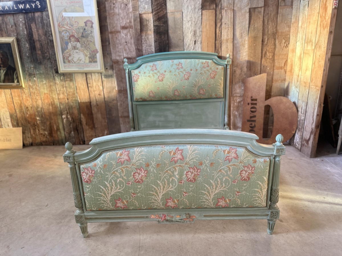Art Nouveau Turquoise Green French Louis Schmitt Double Bed