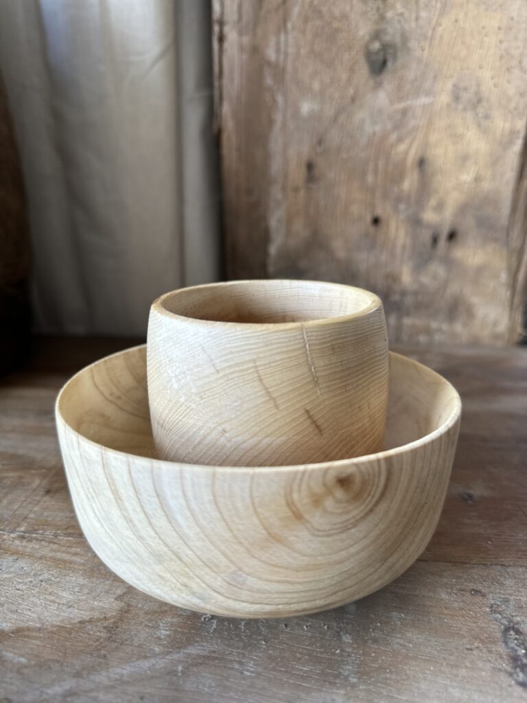 Handmade Wooden Cup and Bowl