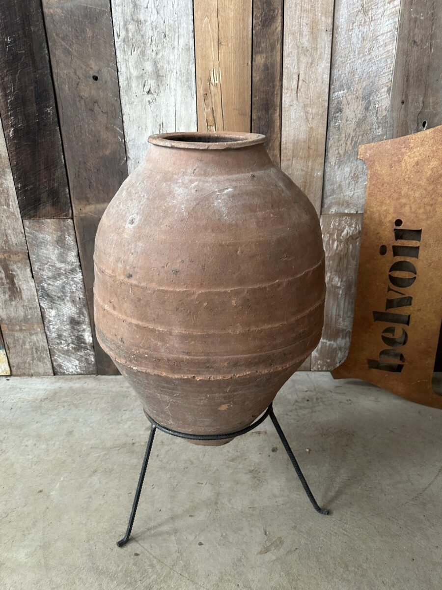 Antique Large 19th Century Spanish Terracotta Urn Pot on Stand