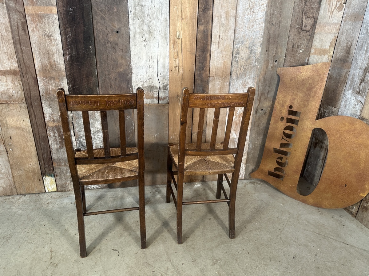 Edwardian Rush Seated Ecclesiastical Chairs