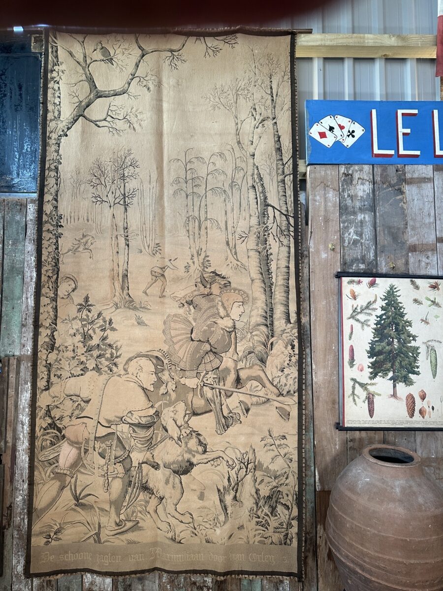 Antique German Large 19th Century 3m Tall Wool Tapestry 