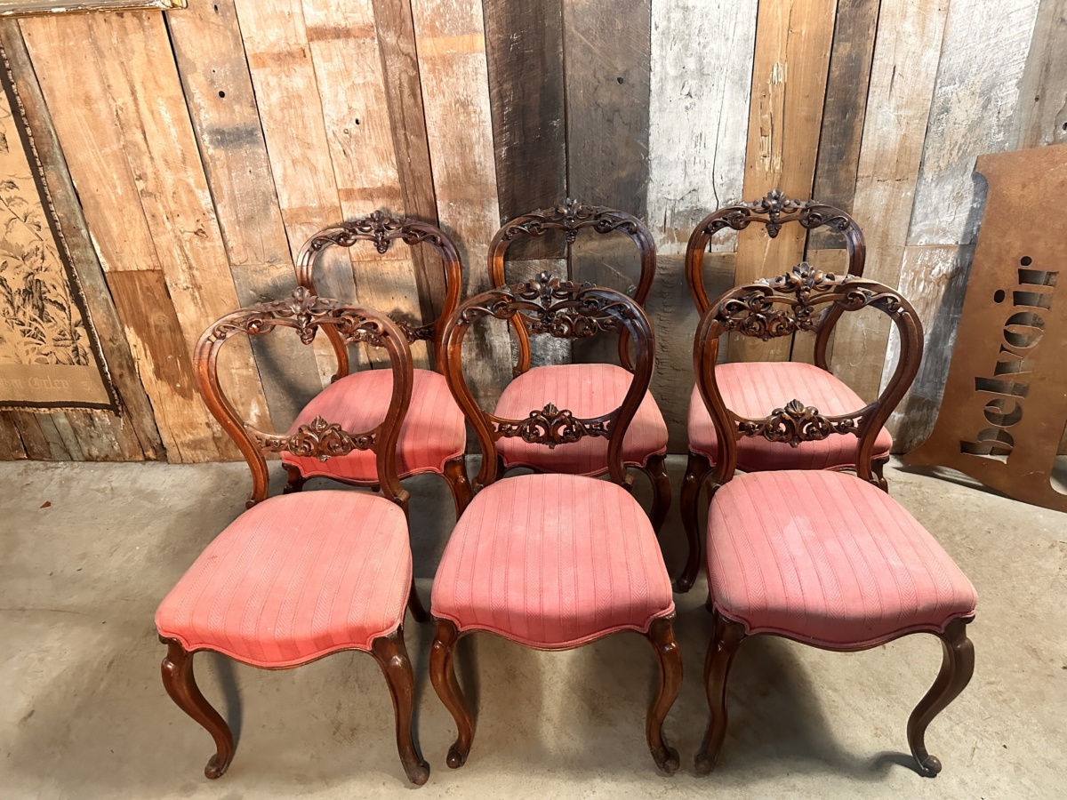 Six Regency Rosewood Balloon Back Dining Chairs