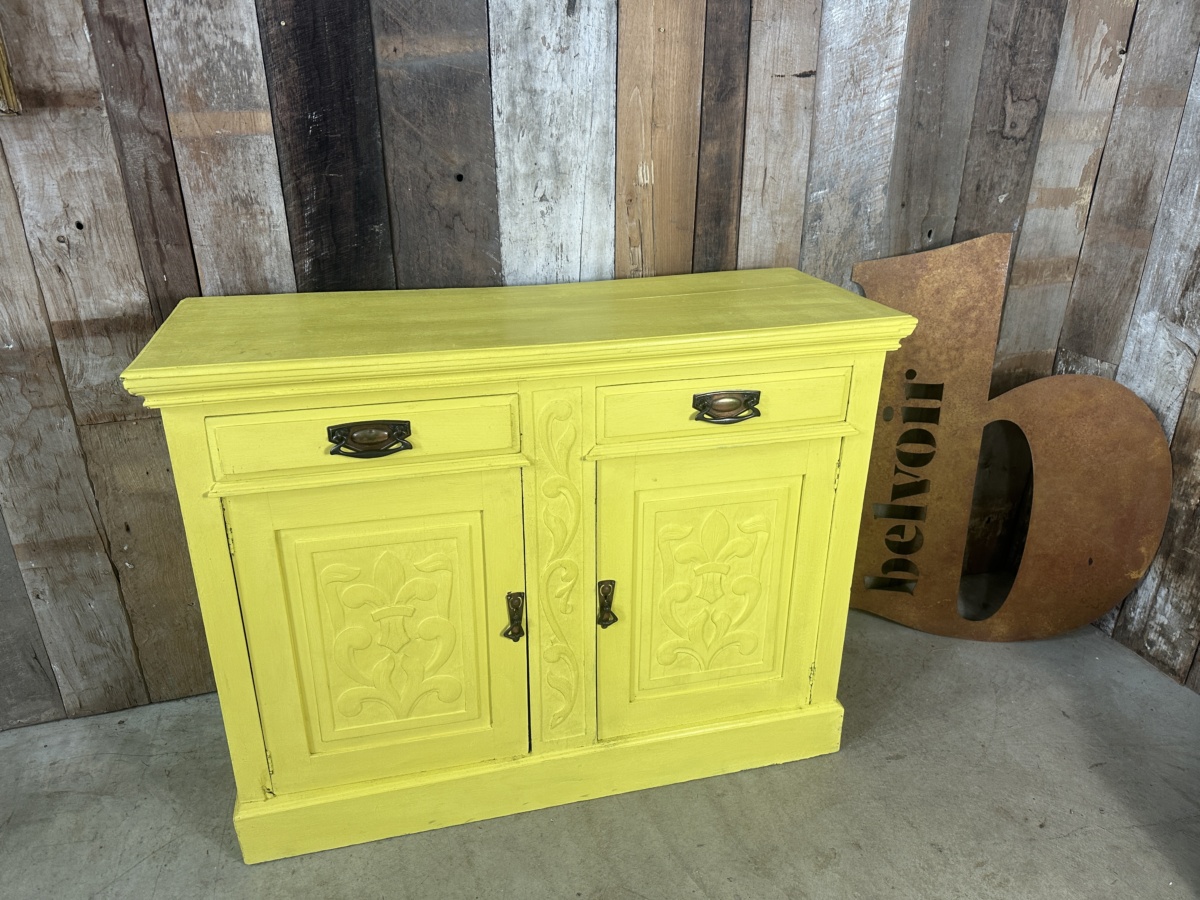 English Yellow Art Nouveau Sideboard