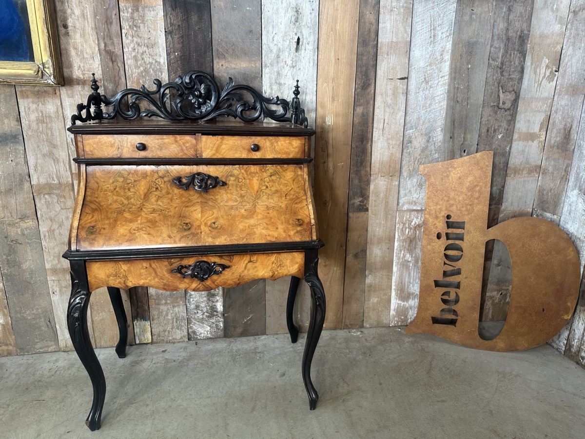 French Walnut Writing Bureau Fall Front