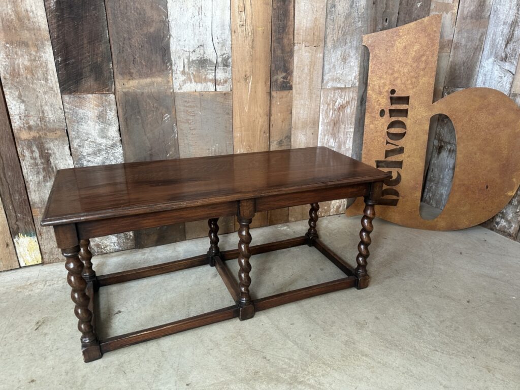 Oak Edwardian Low Coffee Rectangular Barley Twist Table