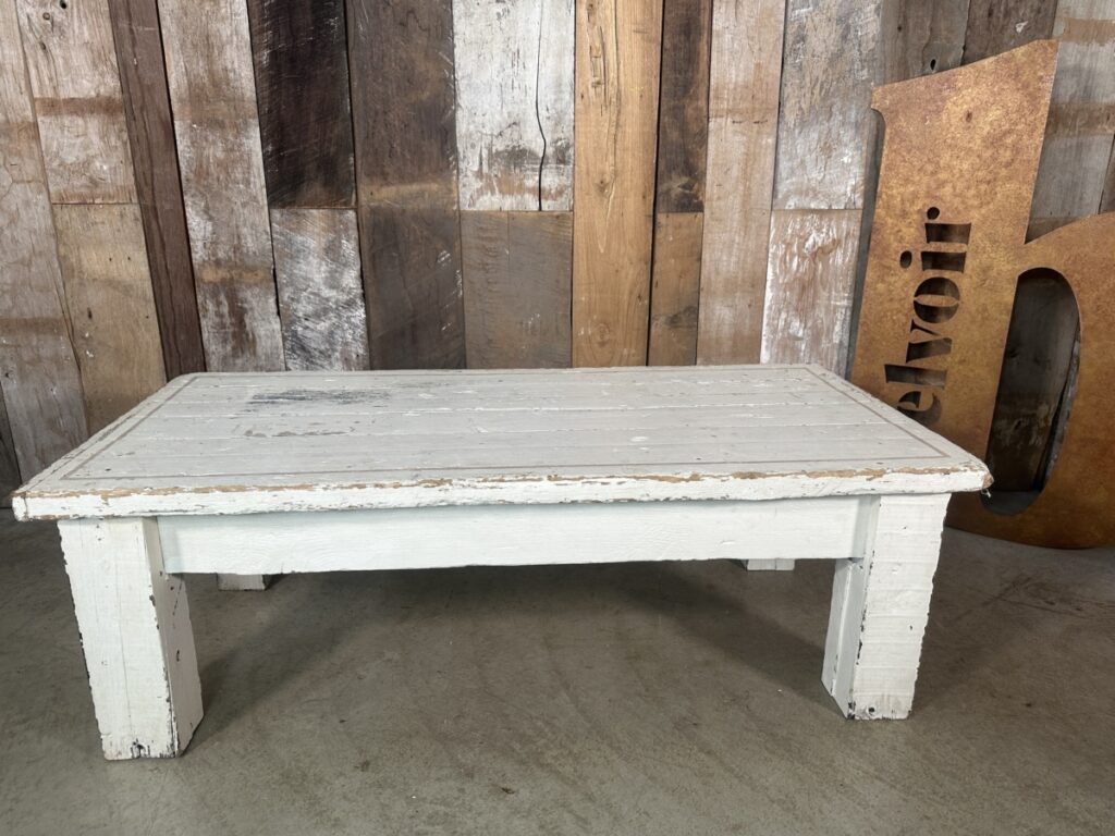 Vintage Pine & Oak Painted White Coffee Table