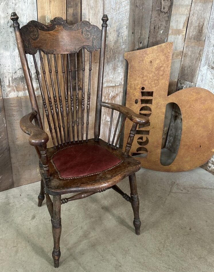 Oak and Leather Arts and Crafts Armchair