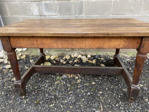Antique Mahogany Brass & Pine School Refectory Dining Table, c 1860
