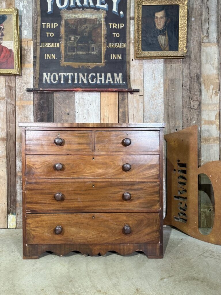 Antique Victorian Mahogany Two Over Three Split Chest of Drawers Dresser, c1870