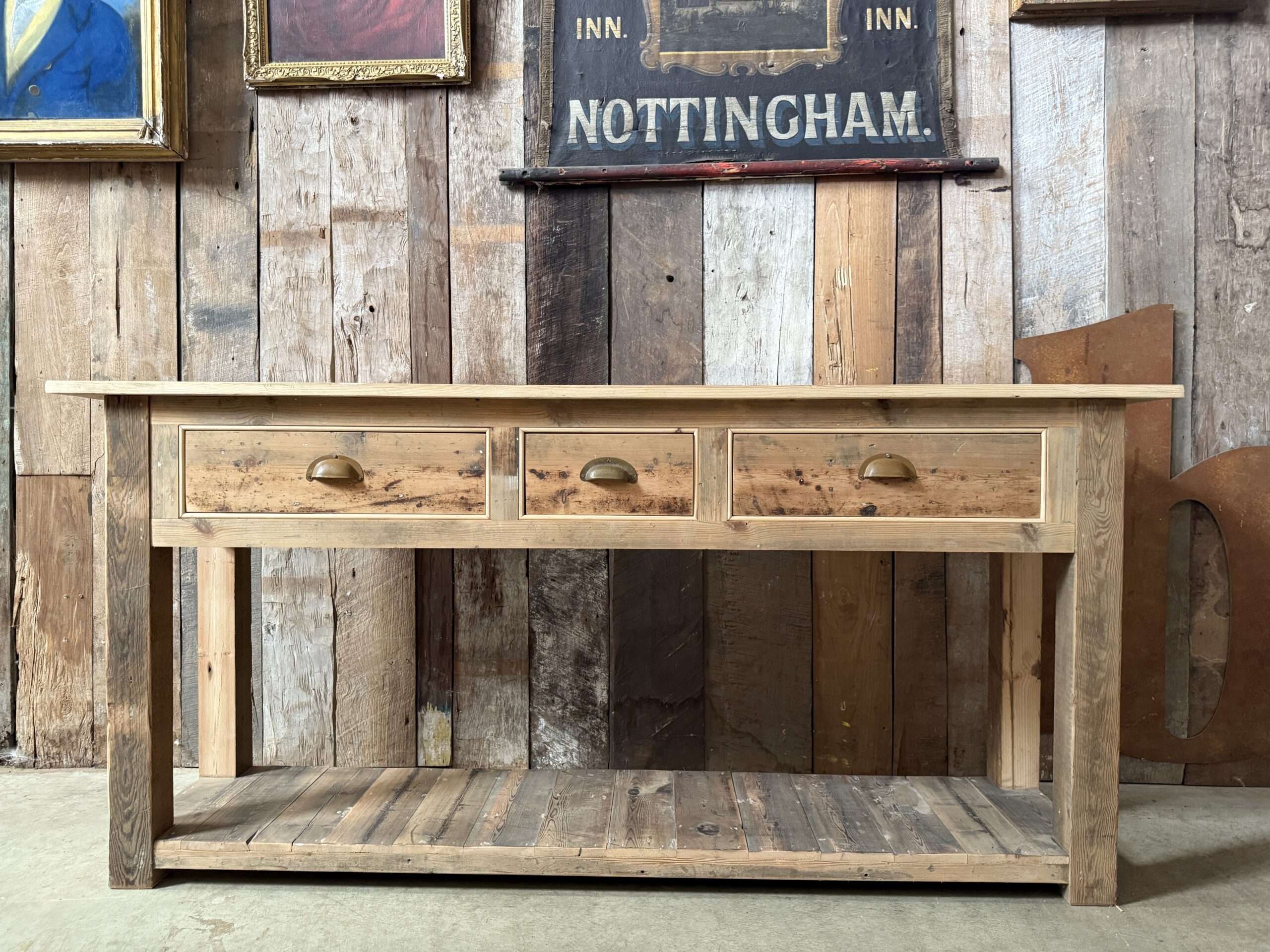Vintage Large Console Hall Drawers Dresser Base Table