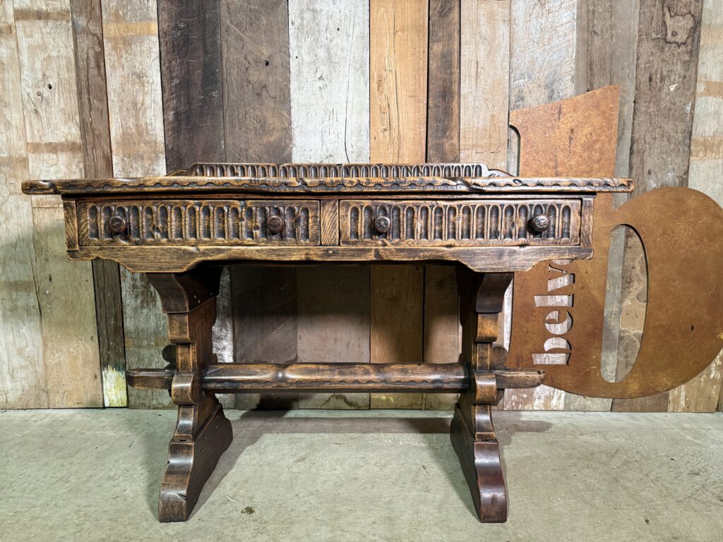 Vintage Solid Oak Monastic Console / Side Desk Table by Nigel Rupert Griffiths