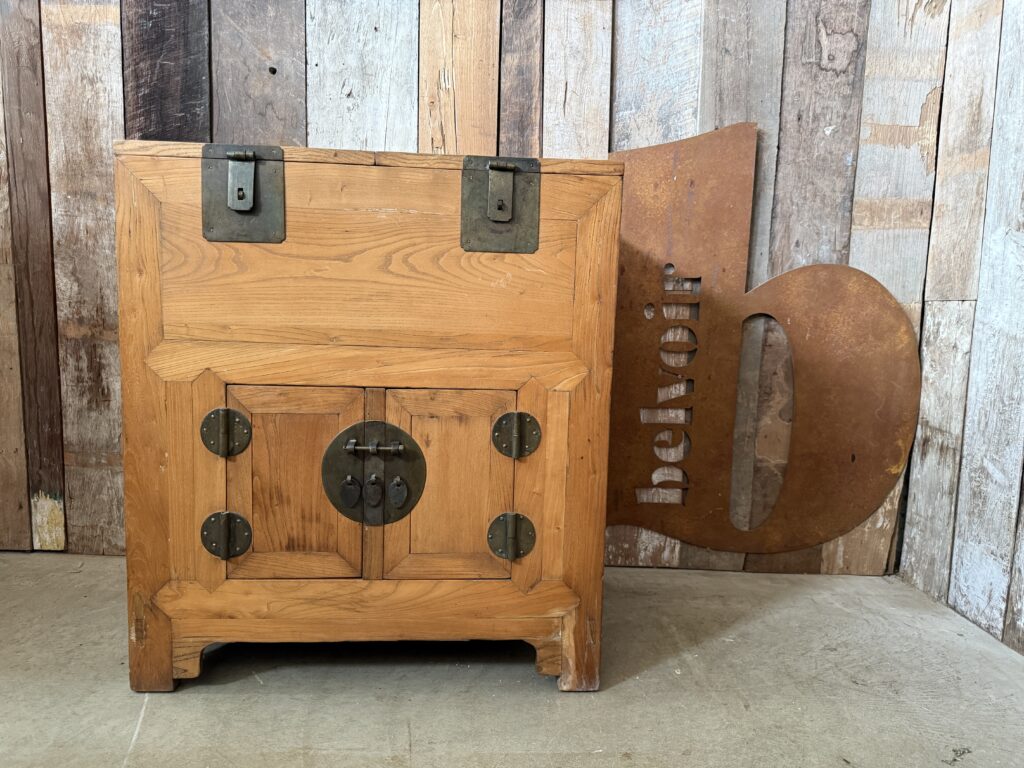 Antique Elm Chinese Yumu Money Chest Storage Cupboard