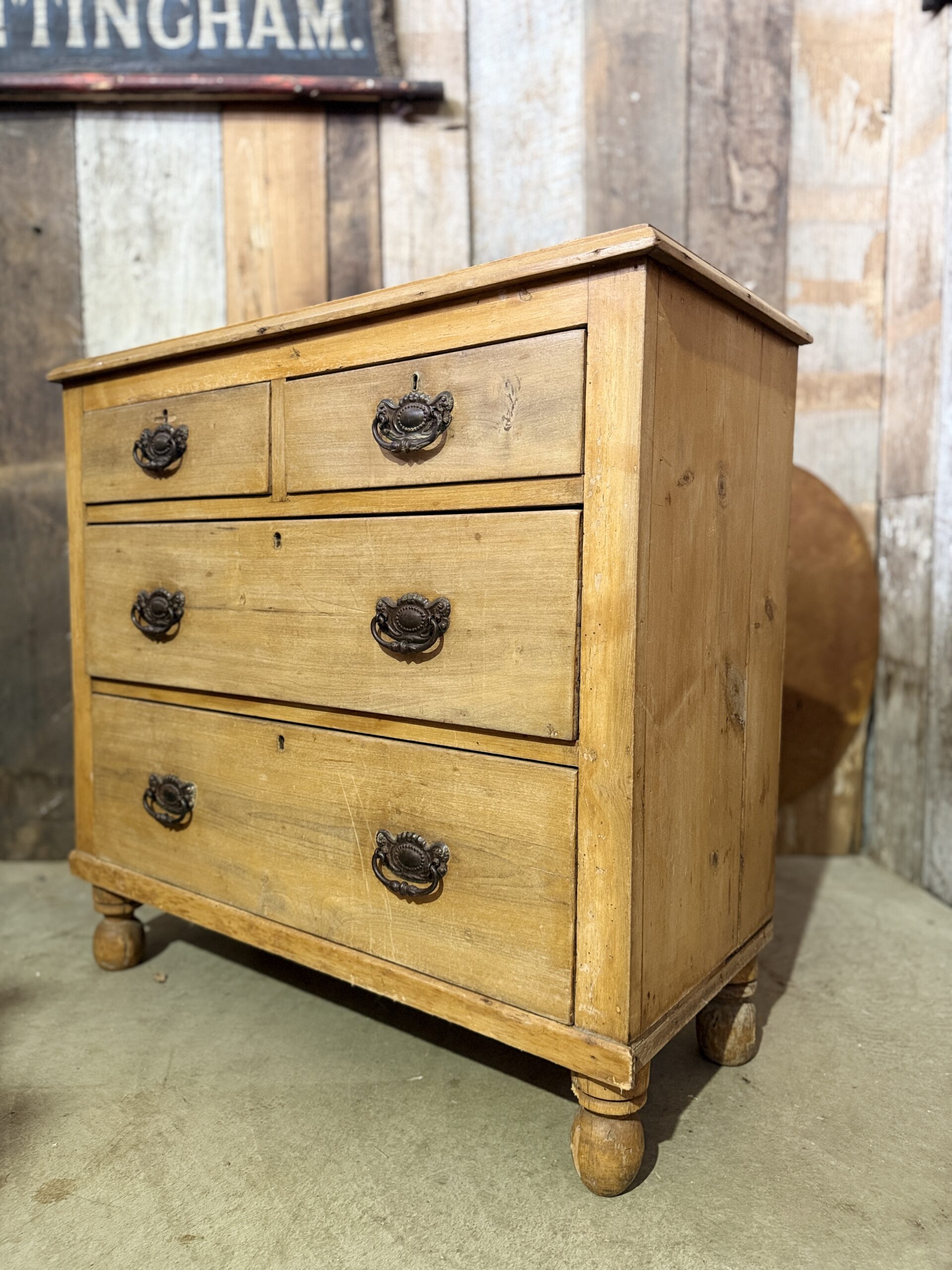 Antique Mid Victorian Pine Two over Two Chest of Drawers, c.1850