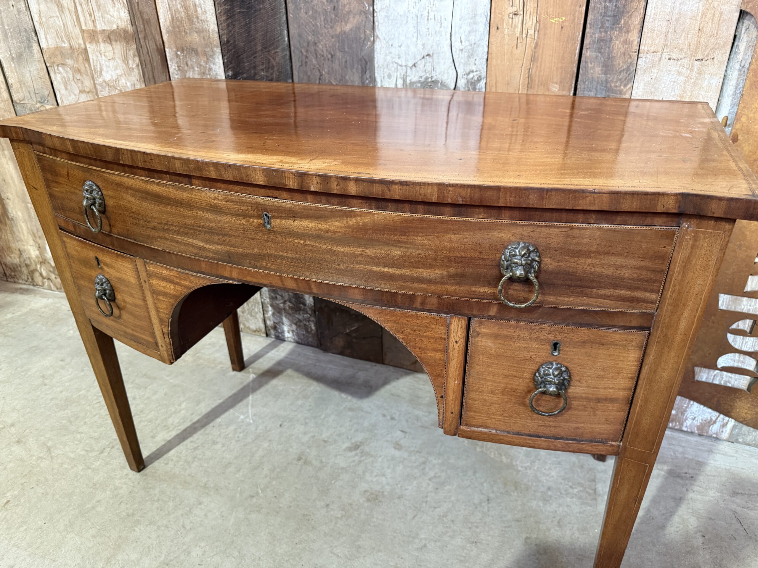 Antique Edwardian Mahogany Georgian Revival Writing Desk Dressing Table, c1900