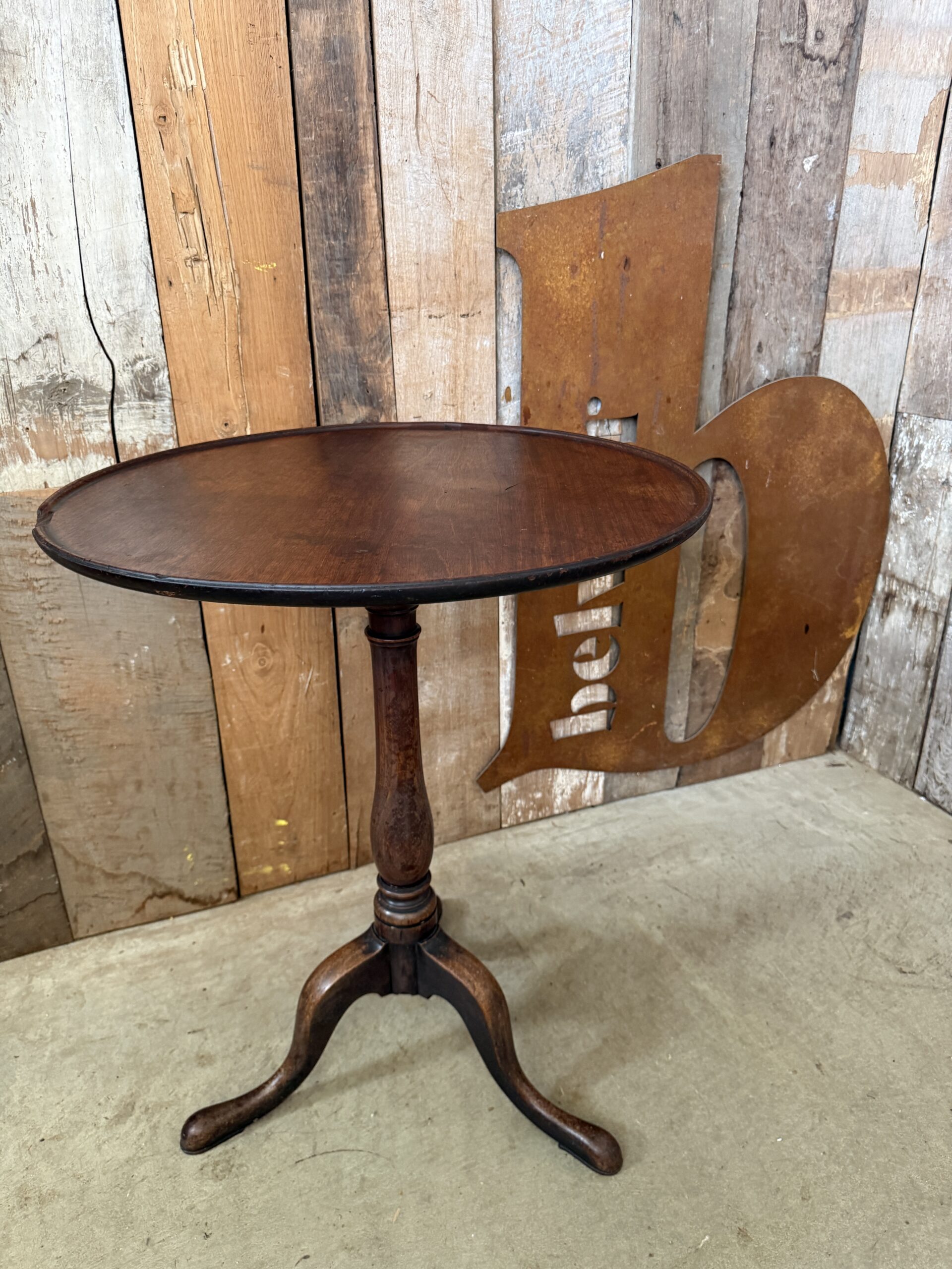 Antique George III mahogany tripod wine table with gallery top c1800