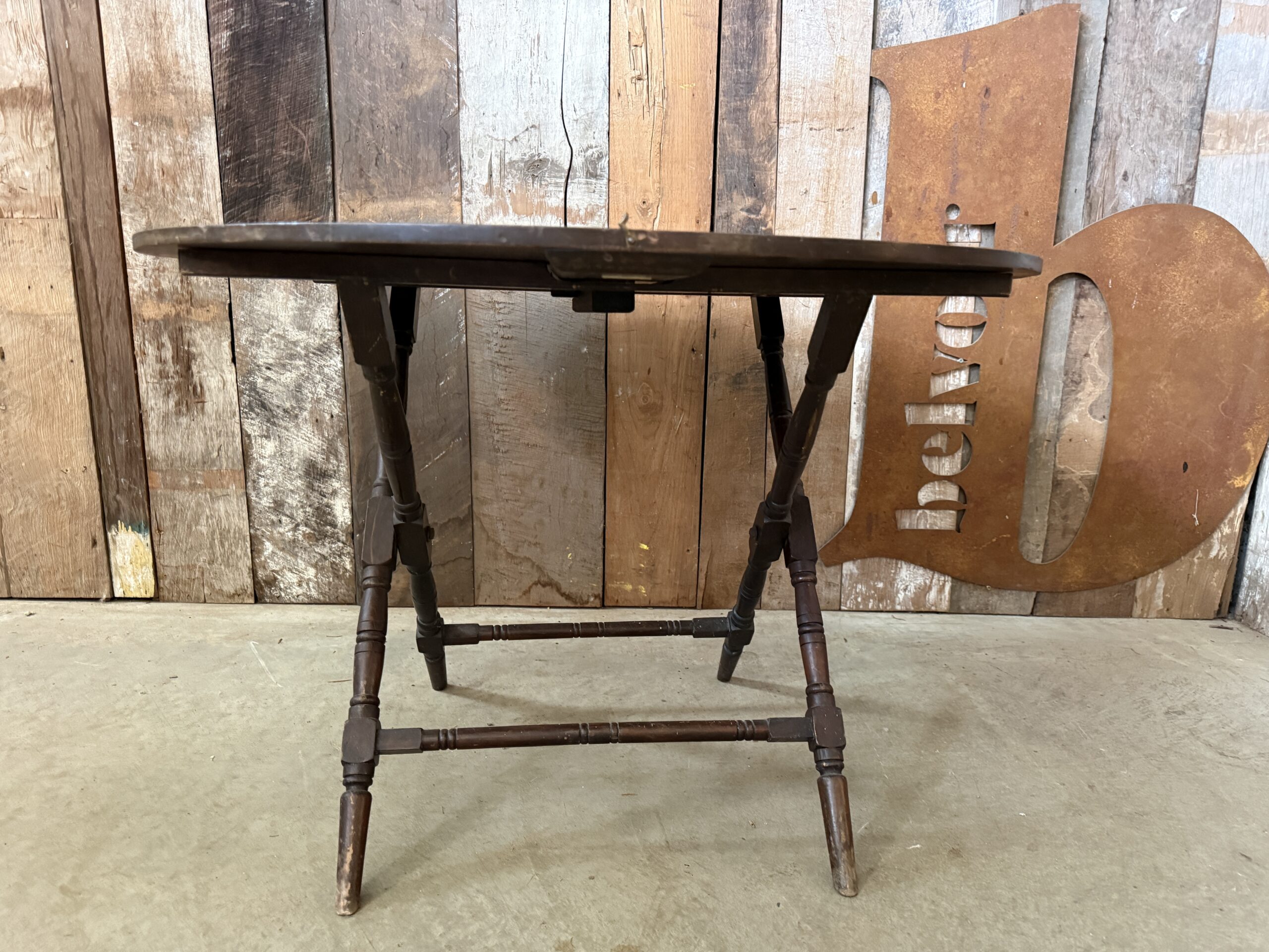 Antique Victorian Thornton & Hearn Folding Campaign Coaching Table c1890